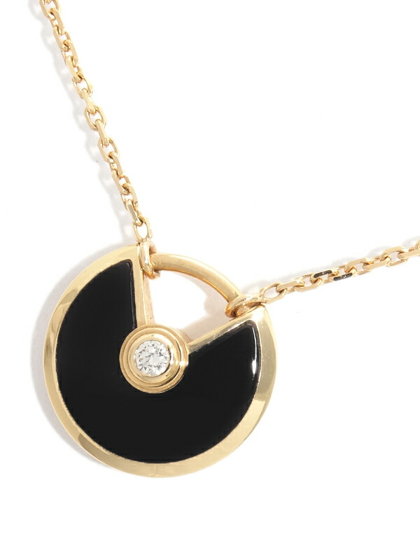 【Cartier】カルティエ『K18PG アミュレット ドゥ カルティエ ネックレス オニキス 1Pダイヤ XS』1週間保証【中古】