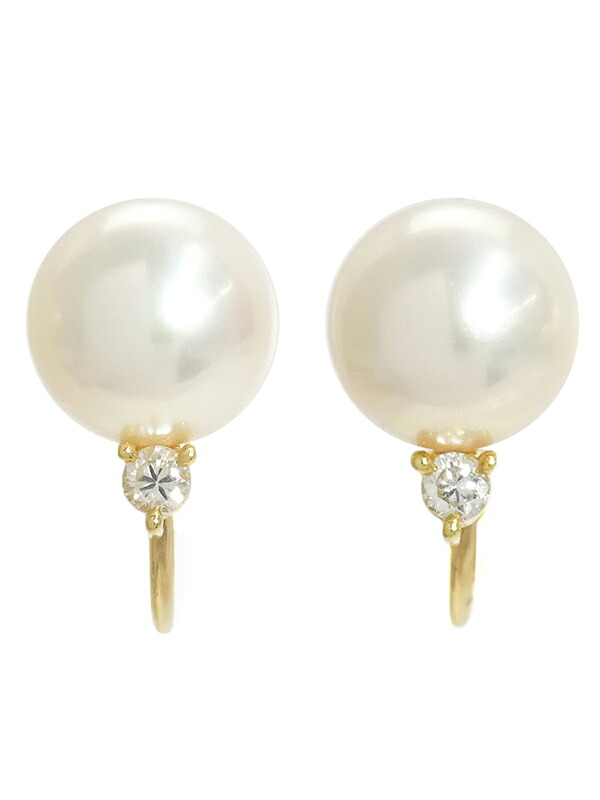 【TASAKI】タサキ『K18YG パール7.2mm 7.2mm イヤリング ダイヤ0.03ct 0.03ct』1週間保証【中古】｜高山質店