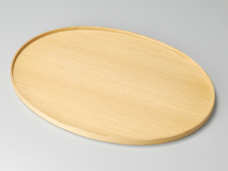 木製 トレー 白木塗 タモ 14.0寸 415mm×295mm×14mm 楕円 オーバル 小判盆 1枚 母の日 雑貨 日本製 国産
