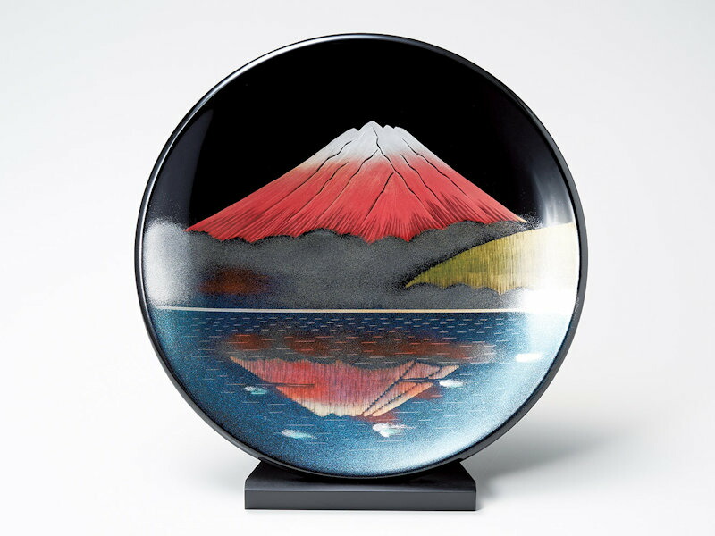 楽天市場】【送料無料】 飾り皿 富士に松原 黒＜京都 漆器の井助＞木製