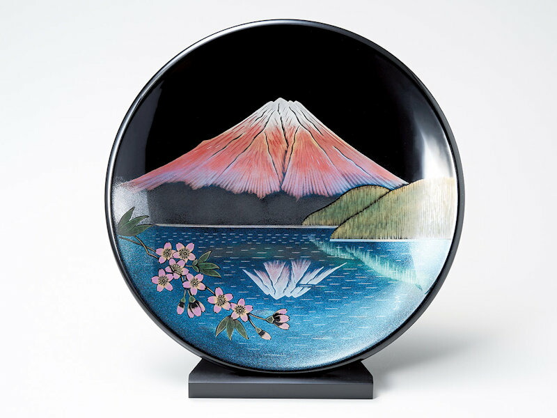楽天市場】富士山 絵皿 スタンド付き インテリア 飾り 白磁 丸皿