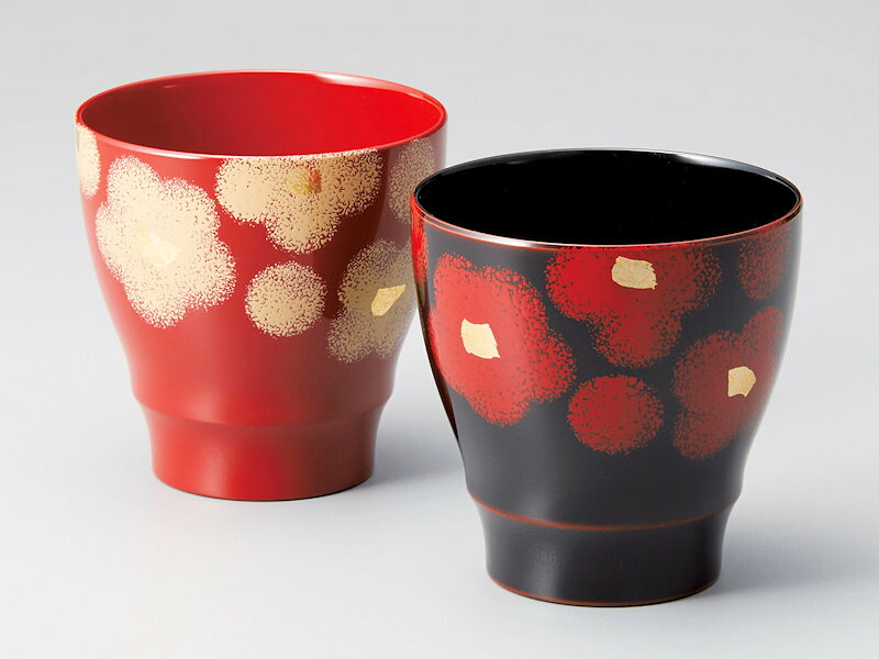 うるし華 フリーカップペア 溜・朱 2客：本漆塗り 珈琲 紅茶 お酒 グラス おしゃれ かわいい 記念品 結婚式 誕生日 プレゼント 母の日 父の日 雑貨 日本製 国産｜漆器たかやすみ