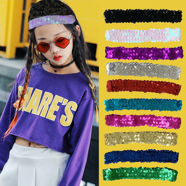 楽天市場 ヘアバンド リストバンド ダンス衣装 小物 キッズ ヒップホップ ファッション ダンス髪型 キッズダンス衣装 青 黒 赤 白 Sims Mart