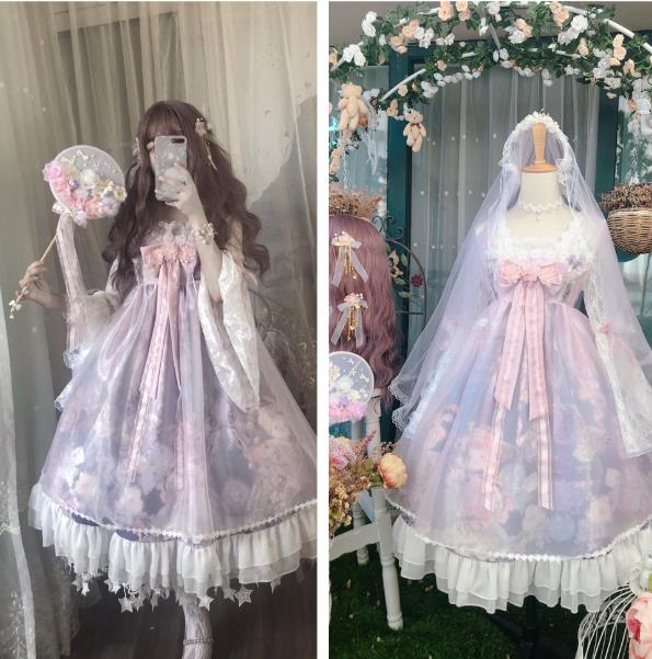 パープル淡紅花嫁御寮春夏ワン襟ゴスロリワン静謐さ ロリィタ 半袂op Lolita ロリータ コスプレ 輿入れコスチューム日常ウエアゴスロリワンピースドール宗匠 レディースフリル駈けっくら ブドウ酒台車 素晴らしいおギャル事様御姫様体系生女房ワンピ 姫袖 Acilemat Com
