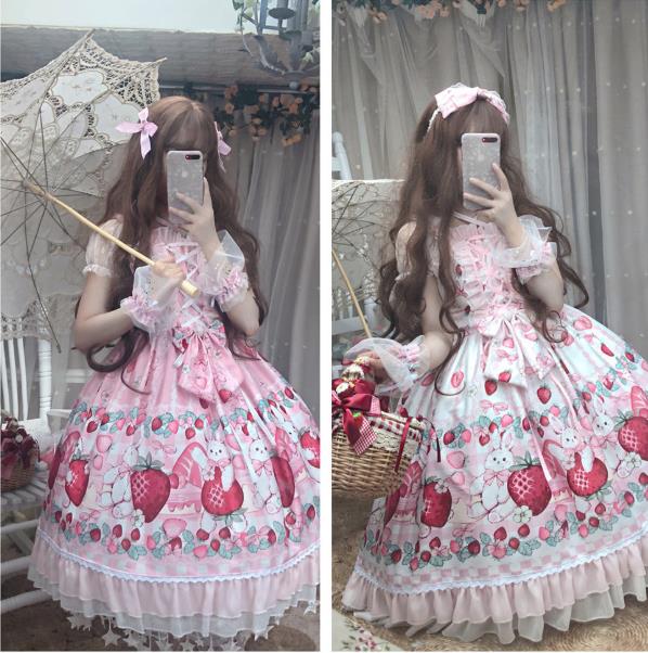 楽天市場 夏ピンクイチゴ柄可愛いjskゴスロリワンピース ロリィタベストop Lolita ロリータ サスペンダードレス コスプレ ウェディングドレス日常服ゴスロリワンピース人形師 レディースフリルレース お嬢様姫系少女ワンピ 宮殿 竹田雑貨商店事務所