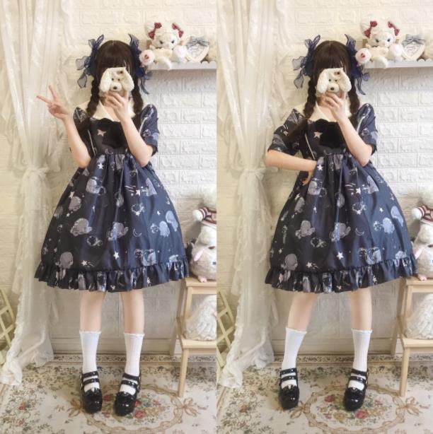 ガラスクラゲ柄セーラー風春夏パンダ柄ワンカラーゴスロリワンピース ロリィタ 半袖op Lolita ロリータ コスプレ ウェディングドレス日常服ゴスロリ ワンピース人形師 レディースフリルレース ワインカート 可愛いお嬢様姫系少女ワンピ Ruheahighschool Edu