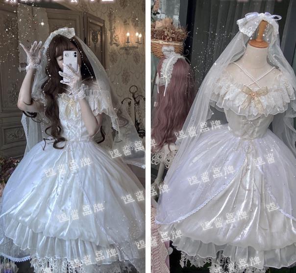 新品上品白仙气花嫁春夏ワンカラーゴスロリワンピース ロリィタ 半袖op Lolita ロリータ コスプレ ウェディングドレス日常服ゴスロリワンピース人形師 レディースフリルレース ワインカート 可愛いお嬢様姫系少女ワンピ ホワイトワンピゴージャスドレス夜明け黒