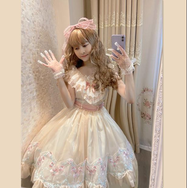 新品上品白仙气花嫁春夏ワンカラーゴスロリワンピース ロリィタ 半袖OP Lolita ロリータ コスプレ  ウェディングドレス日常服ゴスロリワンピース人形師 レディースフリルレース ワインカート 可愛いお嬢様姫系少女ワンピ  ホワイトワンピゴージャスドレス夜明け黒 | 竹田雑貨商店事務所