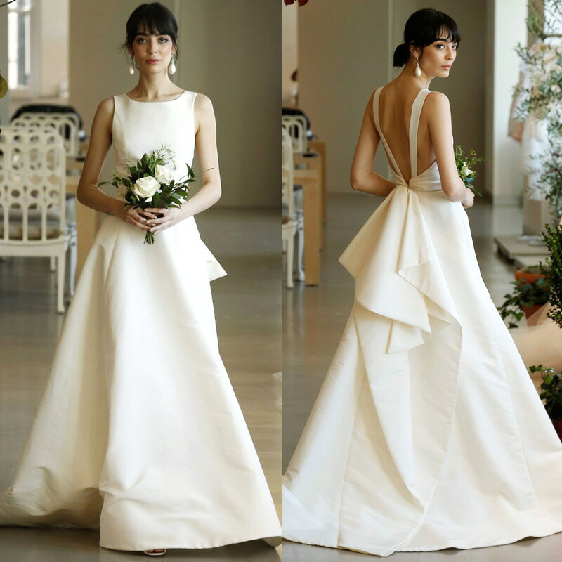 ワンショルダーサテン白いお洒落な花嫁スリングウェディングドレス結婚式披露宴二次会礼服 パーティードレスワンピースビスチェドレス ロングタイプ お姫様ドレスシンプルエンパイア カジュアル エンパイアドレス 通常着用旅行写真高級感雰囲気バックレス｜竹田雑貨商店事務所