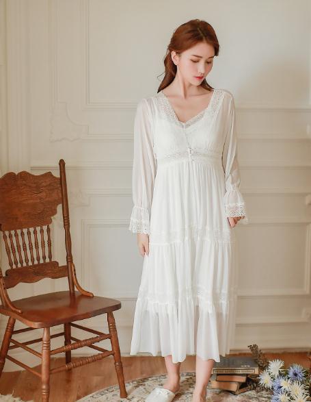 婦さんもok 上品秋冬宮廷ネグリジェ 長袖 お嬢様パジャマ ワンピース レディース レース 秋向き ロング 産後 マタニティ 姫系 部屋着ルームウェア ふわふわ 超可愛い レディースルームウェア セクシー ロングスリップ ガウン セット おうち おうちコーデ Devils Bsp Fr