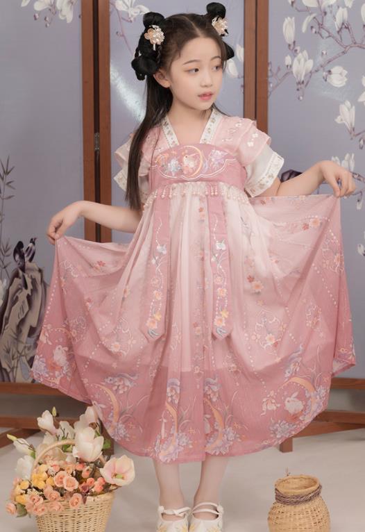 子供女の子チャイナ ドレス日常春夏 チャイナドレス ワンピース 民族風ナチュラルエスニック風スカート 復古風 写真撮影 パーティー用ドレス 演出服 唐装 漢服 キッズ 赤ちゃん改良スカート 漢服仙気超仙ひらひら ワンピース 青色 ピンク ウサギ刺繍 Rvcconst Com