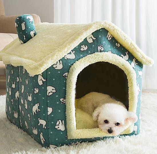小型犬猫用ペットハウス 室内用 犬小屋 三角屋根 3サイズ ドット ペットベッド ペットハウス 2way 屋根付きふわふわ クッション付き 猫 テント オールシーズン おしゃれ 洗える 折りたたみ可 寝床 冷暖房 ホットカーペット対応 ｍ 44 36 39cm 7 5ｋｇ以内のペット 福袋