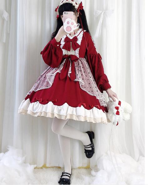 楽天市場 ゴスロリ日常服ワンピース人形師 ドレス ロリィタ Op 膝丈 Lolita ロリータファッション コスプレ ロリータ服 ワンピース クラゲ 森ガール長袖レディースフリルレース ワインカート 可愛い お嬢様 姫系 少女ワンピ ゆったり 蝶結び付き 竹田雑貨商店事務所