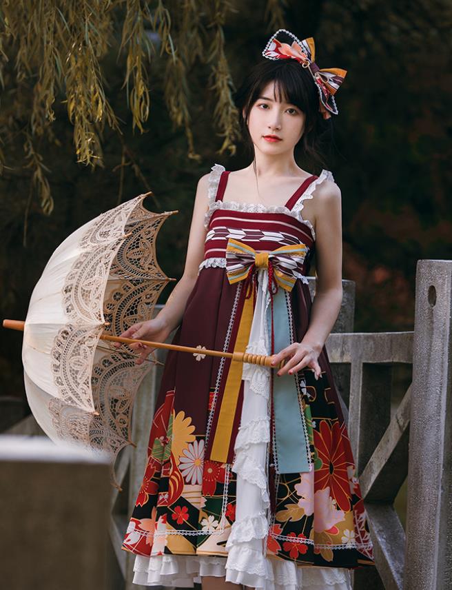 楓間月 矢絣 和風 女性 大人浴衣 浴衣レディース ゆかた大人ロリィタ ロリータ ブラウス セット ワンピース ジャンパースカート レトロ Butlerchimneys Com