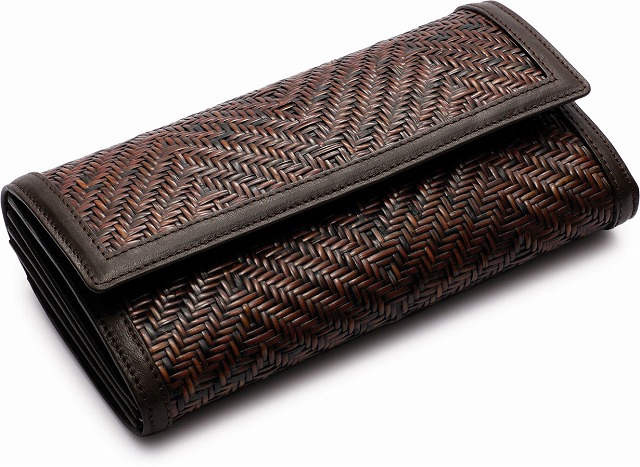 在庫要確認 マルチ財布 W19cm×D5cm×H10cm＋19cm 黒 茶 国産 日本製 財布 さいふ サイフ ウォレット Wallet 籐 カゴ 外面 皮籐 側面 内側 牛皮 天然素材 工芸 職人手作シンプル ナチュラル 買い物 おでかけ 鞄 カバン