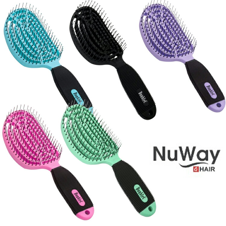 期間限定】 NuWay DoubleC Pro ニューウェイ ダブルCプロ ヘアブラシ くし ブラック グレー 通気性 ブロー プロ用  ディタングルブラシ プロ用美容室専門店 つや髪美肌研究SHOP