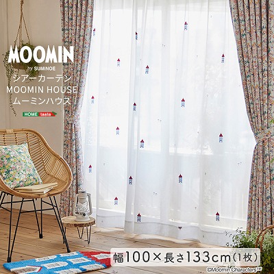 【半額クーポン有】【送料無料】【日時指定不可商品】レースカーテン ムーミン MOOMIN シアーカーテン レース 【MOOMIN HOUSE ムーミンハウス 】 100×133cm 1枚入 日本製 ウォッシャブル|Takeo-shop 店