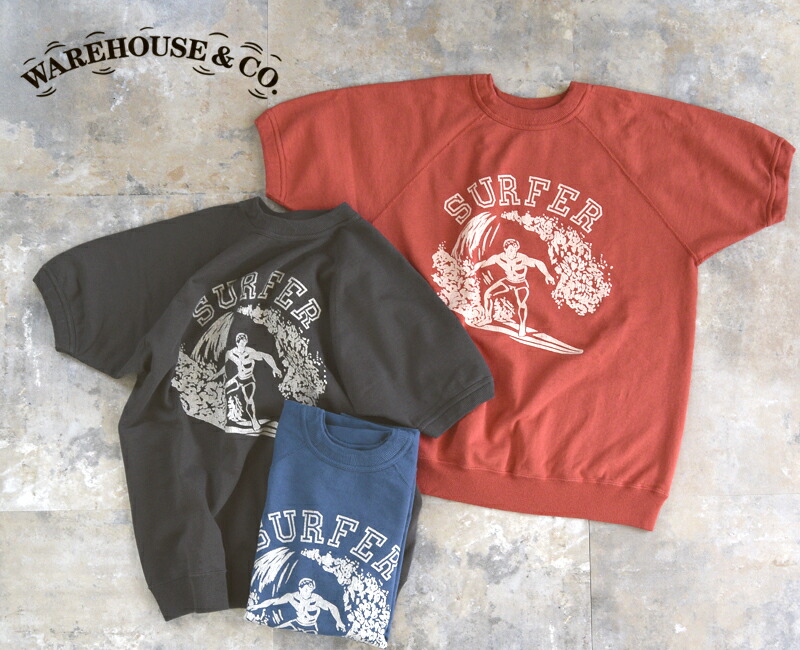 WAREHOUSEウエアハウス 4104 2nd Hand” Short Sleeve Sweat Shirts SURFER NEST 半袖スウェット