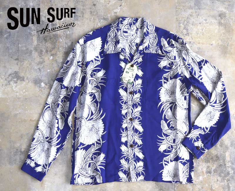 SUN SURF サンサーフ L/S RAYON HAWAIIAN SHIRT【NIGHT BLOOMING CEREUS BORDER】ハワイアンシャツSS29602