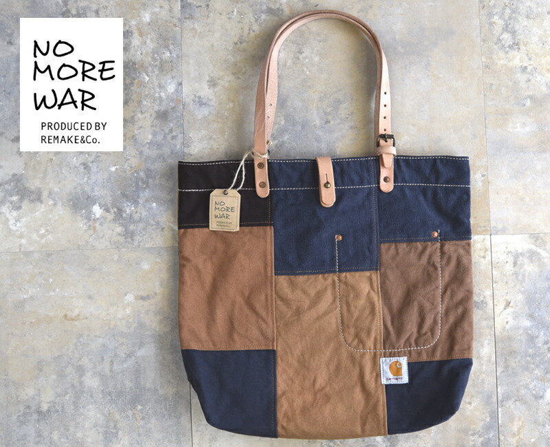 ☆NO MORE WAR カーハートリメイク キャンバストートバッグ グレー☆ NO MORE WAR ノーモアウォー】 ビンテージ USA Carhartt