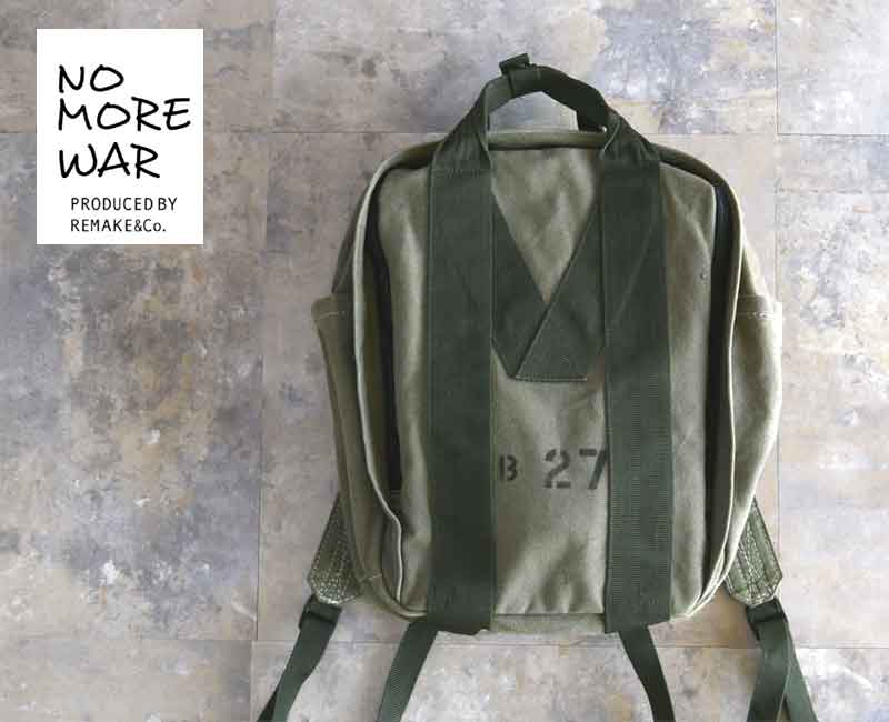 NO MORE WAR MILITARY キャンバスバックパック