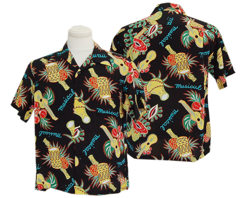 2023 SunSurf サンサーフ SS39018 / RAYON HAWAIIAN SHIRT “HAWAII MUSICAL”(119:BLACK)