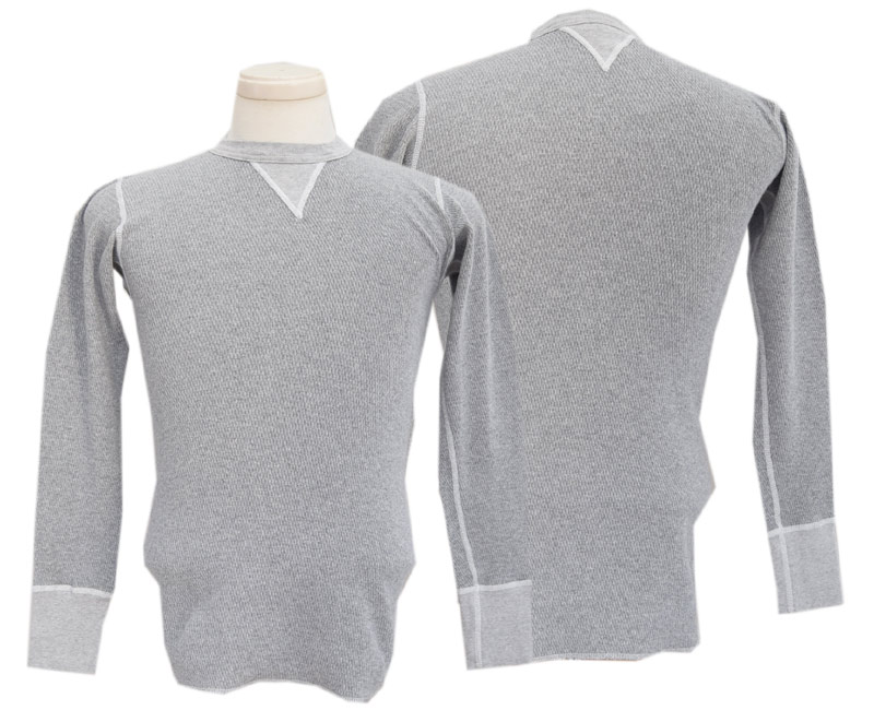 TWO MOON トゥームーン ロング衣袂 26508-71 L/S サーマル両V (杢薄墨色) 2024