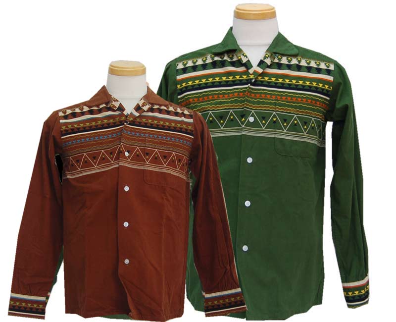 WAREHOUSE ウエアハウス 長袖シャツ PRINTED CORDUROY OPEN COLLAR SHIRTS