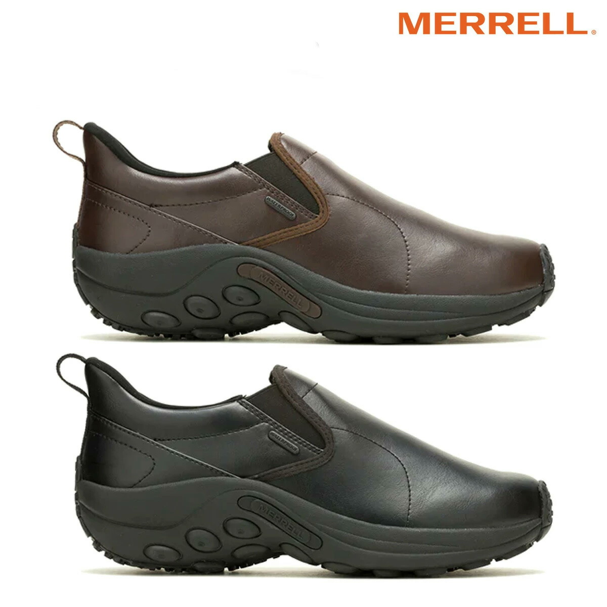 MERRELL JUNGLE MOC EVO WATERPROOF 2カラー j5006787 j5006789 メレル ジャングル モック エボ ウォータープルーフ 合成皮革 ブラック ダークブラウン レディース メンズ
