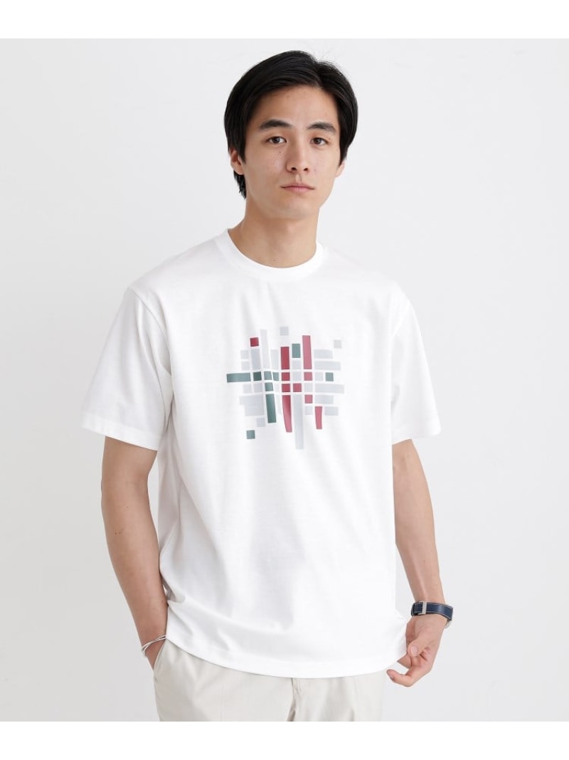 【SALE／40%OFF】モザイクロゴ ポンチTシャツ TAKEO KIKUCHI タケオキクチ トップス カットソー・Tシャツ ホワイト ベージュ【RBA_E】【送料無料】[ Fashion]