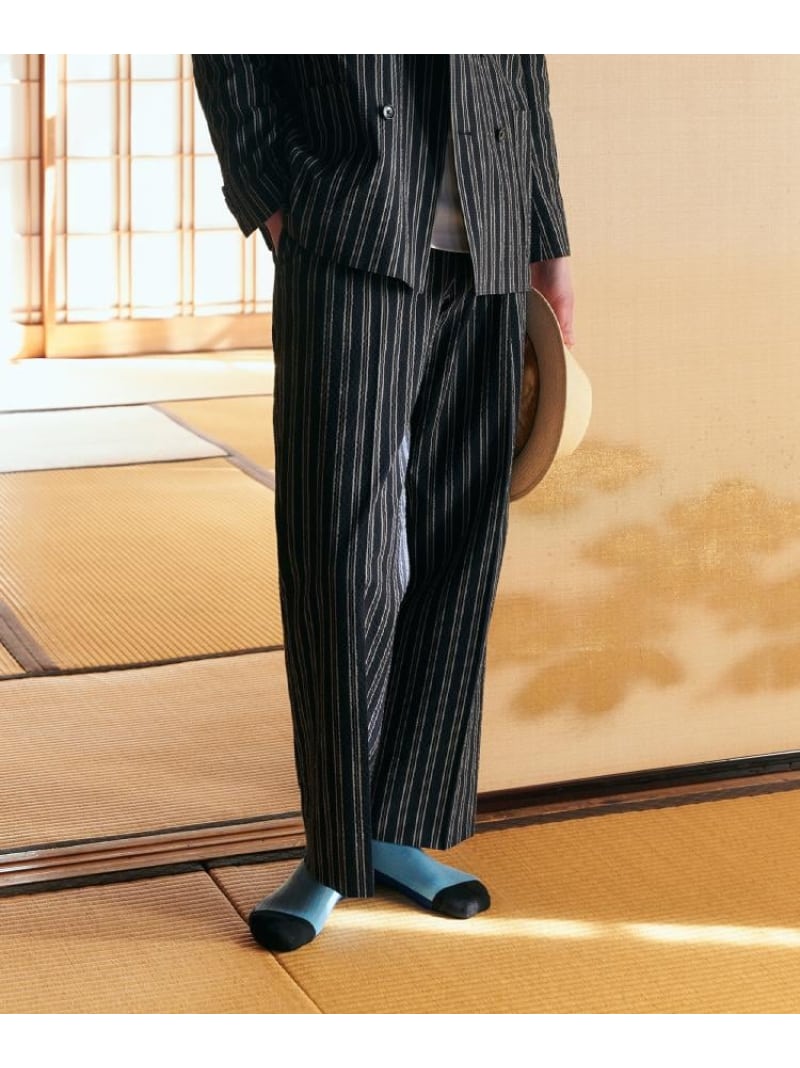 【BOWLER HAT LABEL】サッカーストライプ イージーワイドパンツ TAKEO KIKUCHI タケオキクチ パンツ その他のパンツ ブルー【送料無料】[ Fashion]