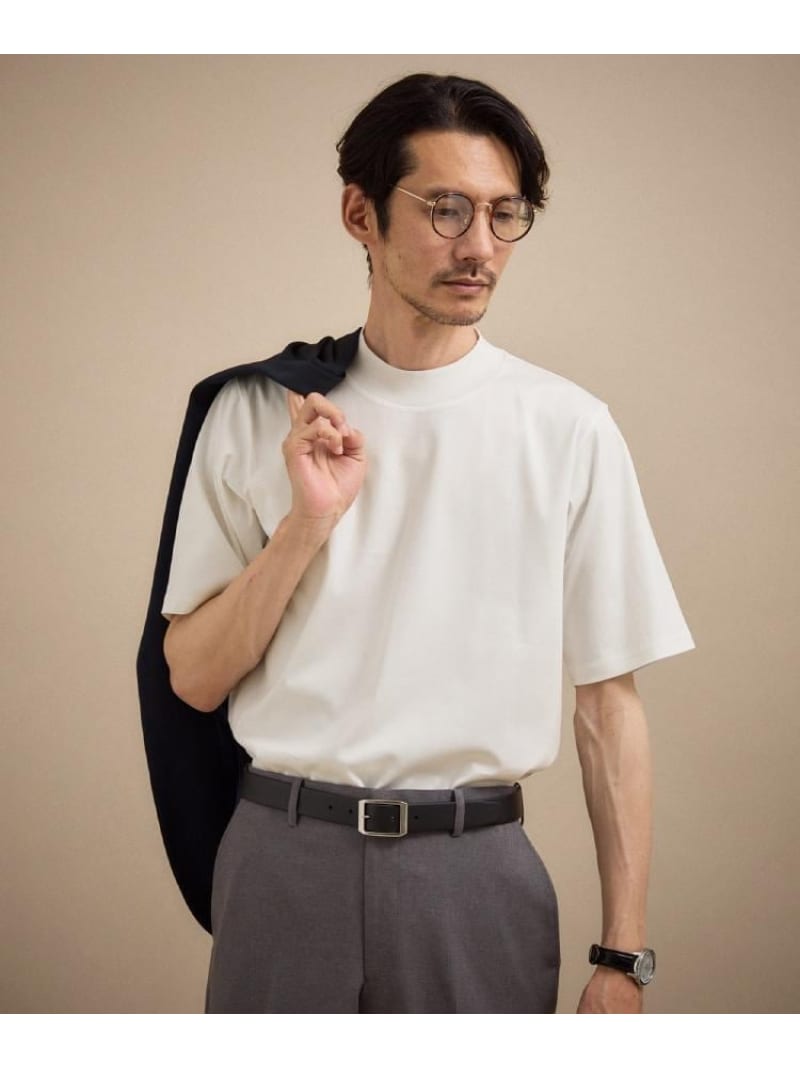 【接触冷感】アイスクリアコットン モックネック プルオーバー TAKEO KIKUCHI タケオキクチ トップス カットソー・Tシャツ ブラック ホワイト【送料無料】[ Fashion]