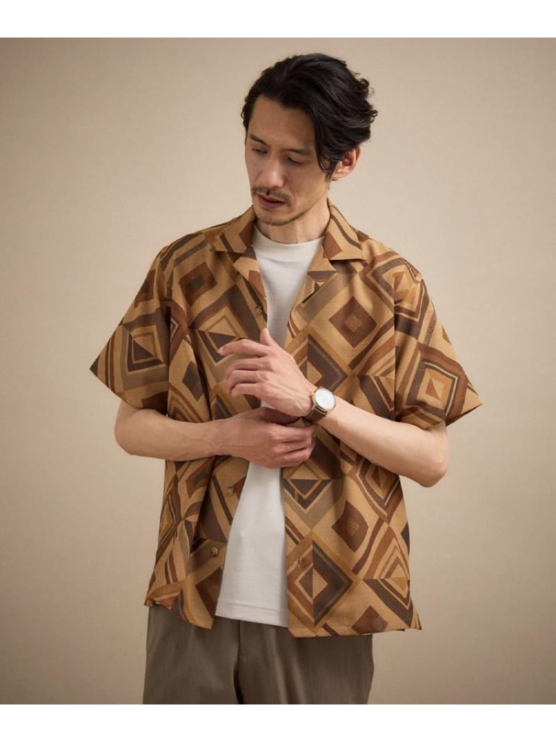 【SALE／30%OFF】【吸汗速乾】タイル柄プリント 半袖シャツ TAKEO KIKUCHI タケオキクチ トップス シャツ・ブラウス ブルー【RBA_E】【送料無料】[ Fashion]｜TAKEO KIKUCHI