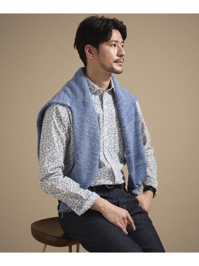 アルビニリーフプリントジャージ TAKEO KIKUCHI タケオキクチ スーツ・フォーマル Yシャツ・カッターシャツ ブルー ホワイト【送料無料】[ Fashion]