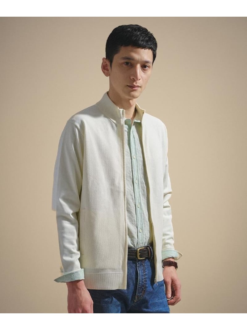 【SALE／40%OFF】ジップアップ 鹿の子 ニット TAKEO KIKUCHI タケオキクチ トップス ニット ネイビー ホワイト【RBA_E】【送料無料】[ Fashion]