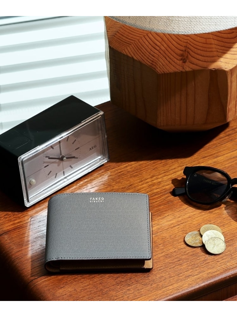 【ソフト&ナチュラル】ミニメッシュ レザー 2つ折り財布 TAKEO KIKUCHI タケオキクチ 財布・ポーチ・ケース 財布 ネイビー イエロー ブルー ブラック グレー【送料無料】[ Fashion]