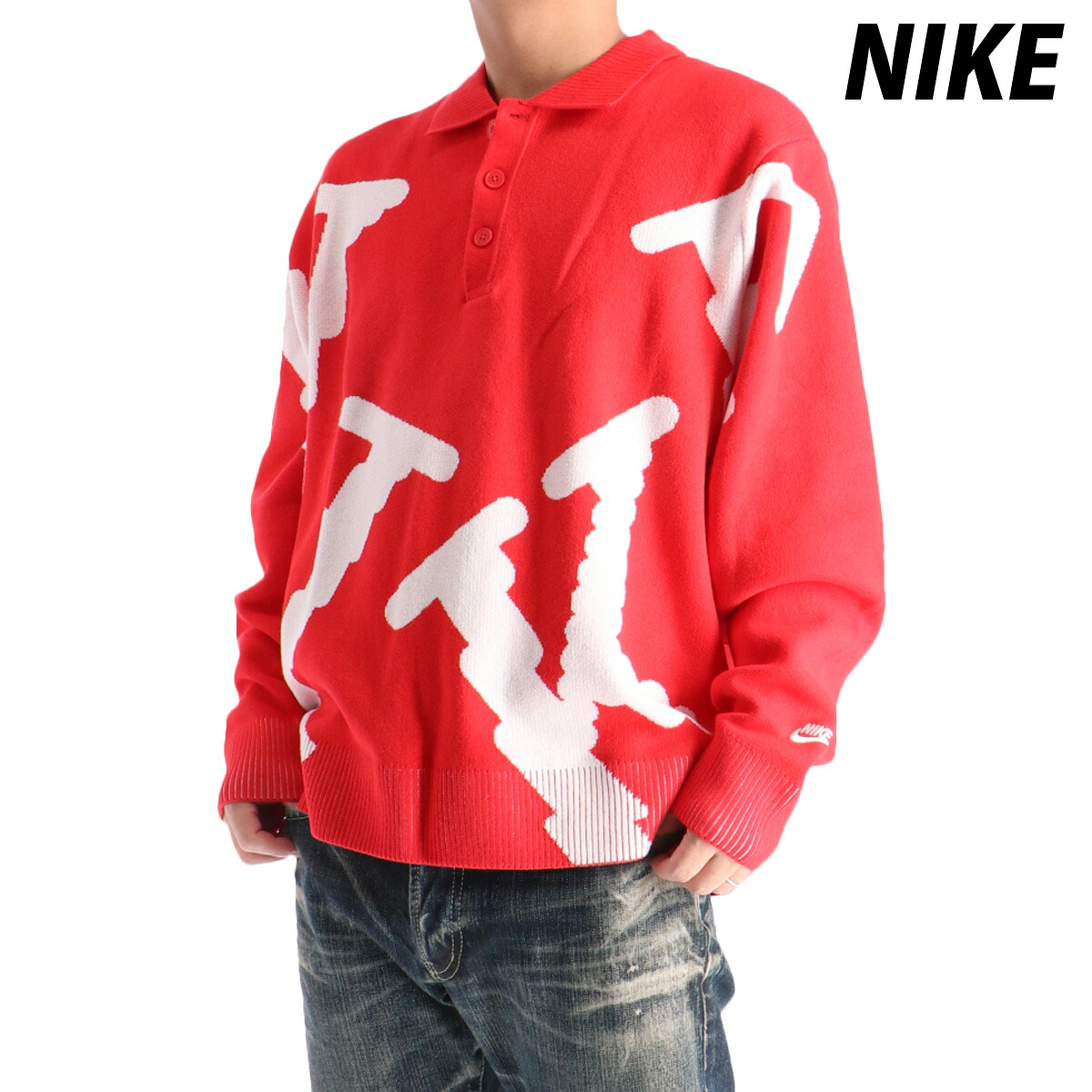 ナイキ セーター メンズ ブランド ラグビー ビッグロゴ ニット ゆったり えり付 クラブ 赤 レッド NIKE HV1437 大きいサイズ 有 スポーツウェア トレーニングウェア スポーツ おしゃれ 新作 ｜限定ジャージのタケスポ 8,962円