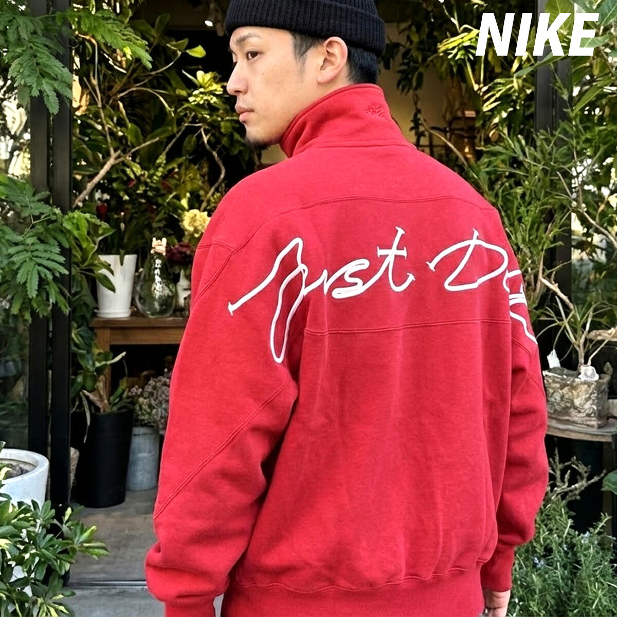 ナイキ ジャケット ブランド メンズ スウェット アウター ハーフジップ バックプリント付き プルオーバー ゆったり カジュアル NIKE スウェットジャケット IQ3708 赤 レッド 新作 大きいサイズ 有 スポーツウェア