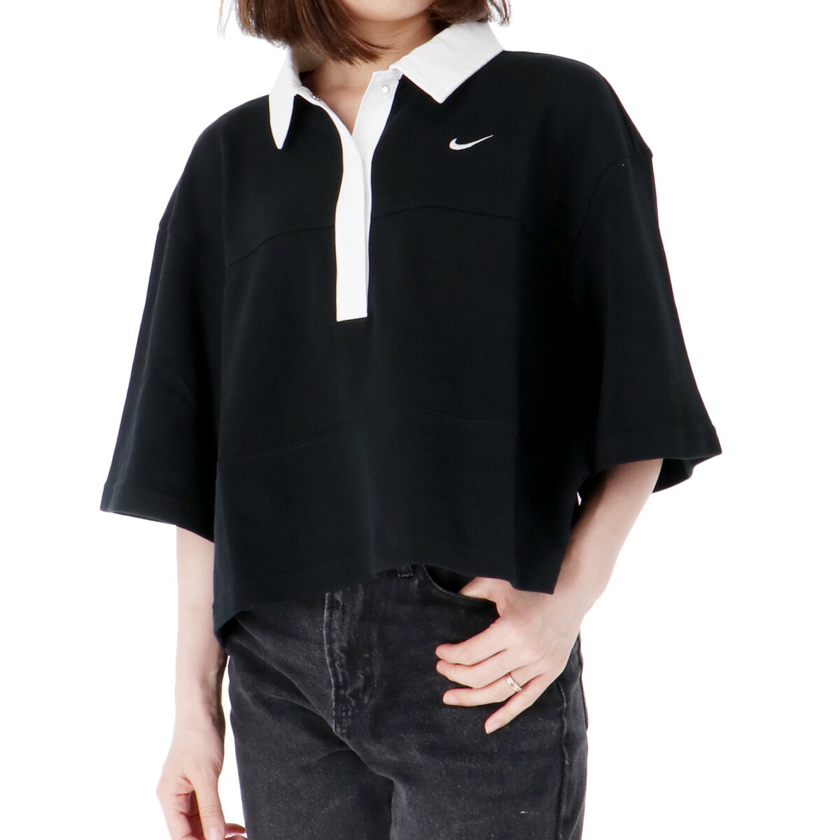 ナイキ ポロシャツ レディース オーバーサイズド クロップ フリース ポロ スウェットシャツ NIKE FD0895 白 ウエア NIKE ナイキ ポロシャツ レディース オーバーサイズド クロップ