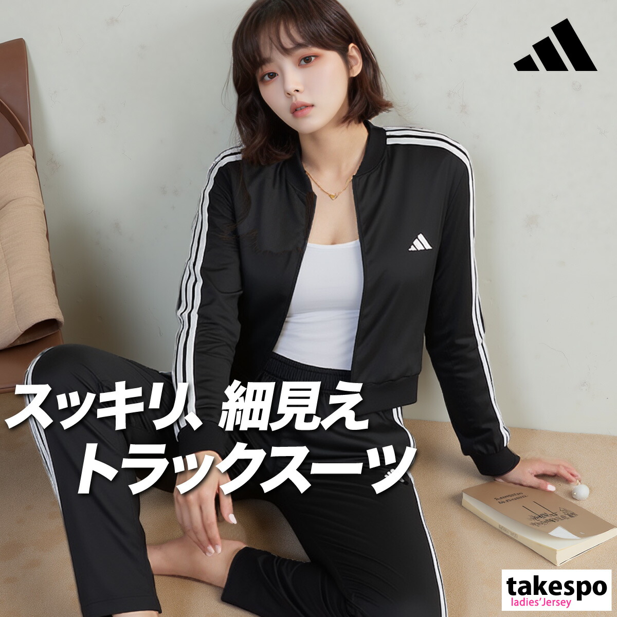 [美品]アディダス　レディース　ジャージ　M 韓国古着 kqd77-kqd78_8.jpg