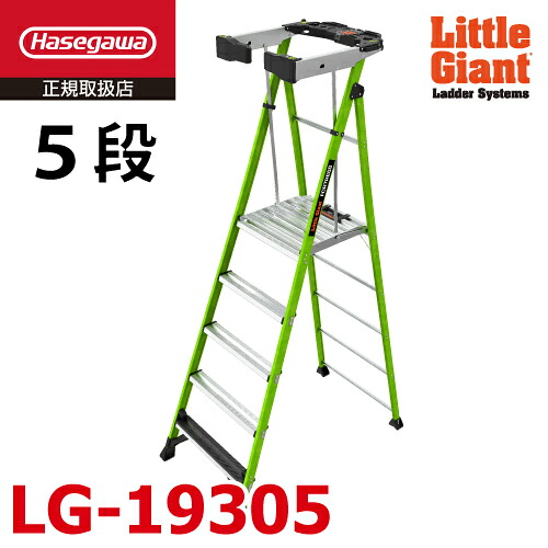 リトルジャイアント FRP 上わく付き添い人脚立 LG-19305 フォートレス 5段 耐電圧 最大限度当て嵌める質量：170kg 長谷川産業 11032