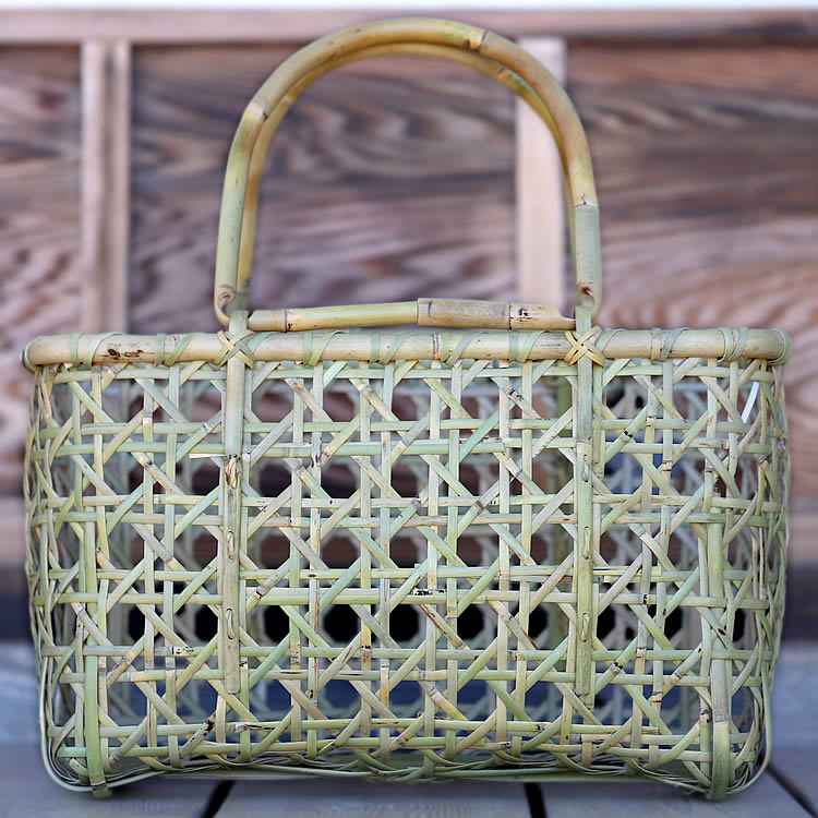 楽天市場】根曲竹六ツ目編み手付き籠 : 虎斑竹専門店 竹虎