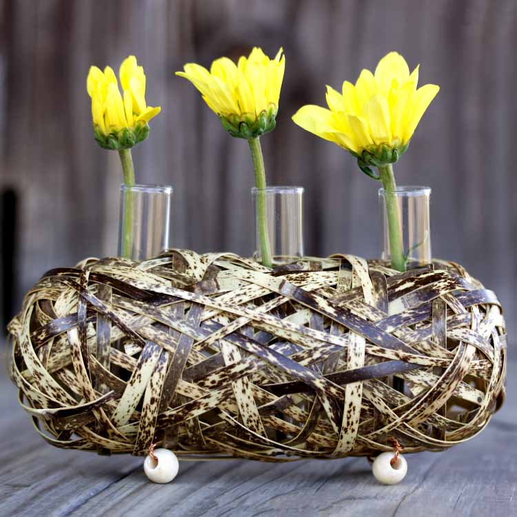 楽天市場】虎竹掛け花籠 蝉 : 虎斑竹専門店 竹虎