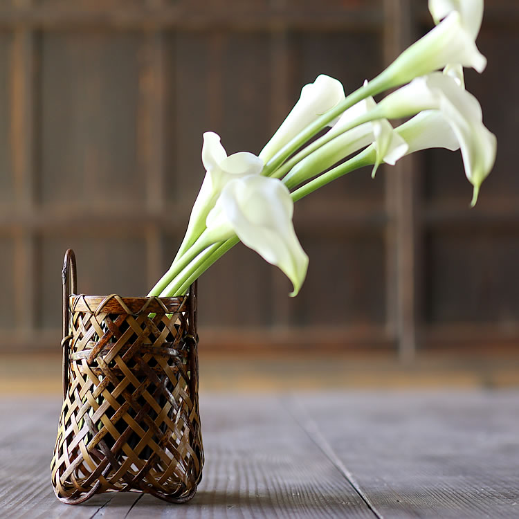 楽天市場】虎竹花籠 手付き四海波（豆） : 虎斑竹専門店 竹虎