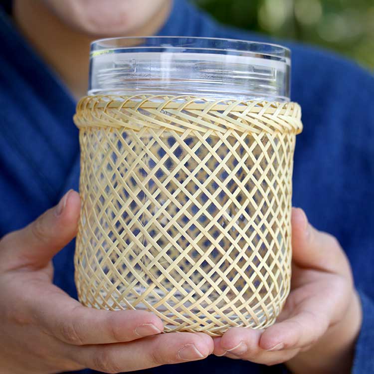 手作り白泥の保存瓶 楽天市場】白竹広口瓶（保存瓶）大涼しげな白竹をあしらいましたガラス