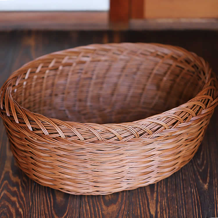 シダかご　かご　バスケット　美品 シダかご かご バスケット 美品 シダ編みかご（大） : 虎斑竹