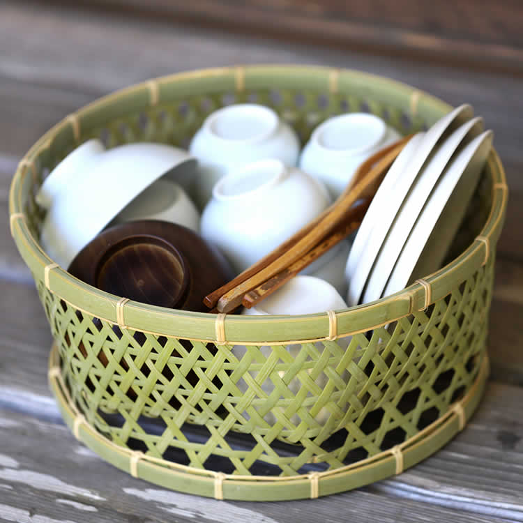 【楽天市場】使いやすい形と大きさ水切れの良い青竹茶碗籠 : 虎斑竹