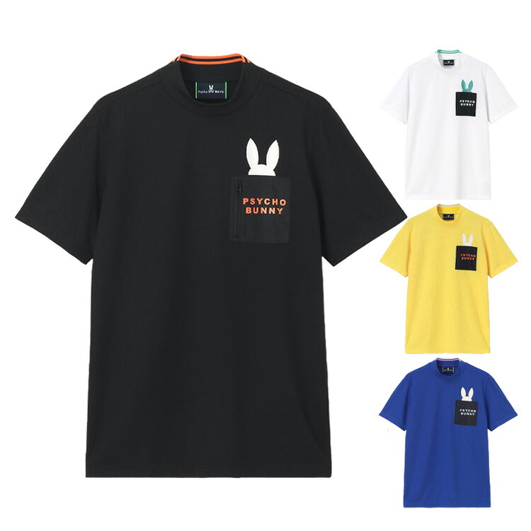 サイコバニー ゴルフ モックシャツ メンズ 半袖 シャツ Tシャツ モックネック メッシュ生地 ゴルフウェア 無地 ロゴ 春 夏 秋 ブランド GF713 PSYCHO BUNNY｜竹内ゴルフ 店