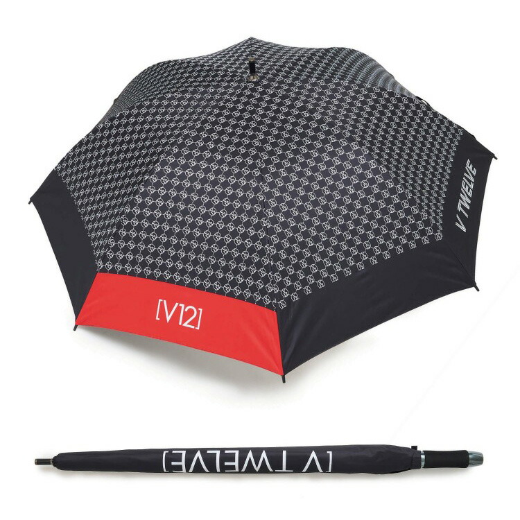 V12 ゴルフ 傘 メンズ レディース パラソル 日傘 晴雨兼用 UVカット 撥水 軽量 総柄 モノグラム柄 ロゴ ギフト ブランド V122610-AC20|竹内ゴルフ 店