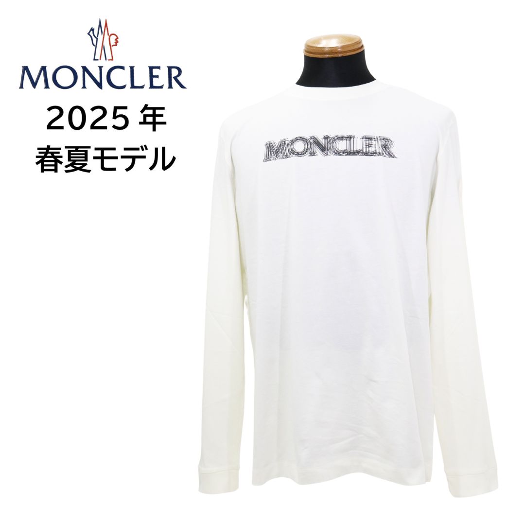 【新品】MONCLER ホワイト ロングスリーブカットソー　定価4万5千円 モンクレール メンズ Tシャツ 長袖 MONCLER ブランド ロンT